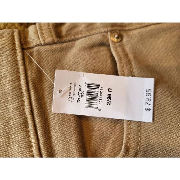 NWT GAP Jeans Women's 2 Tan Cheeky Straight High Rise Raw Hem Neutral - Picture 5 of 5